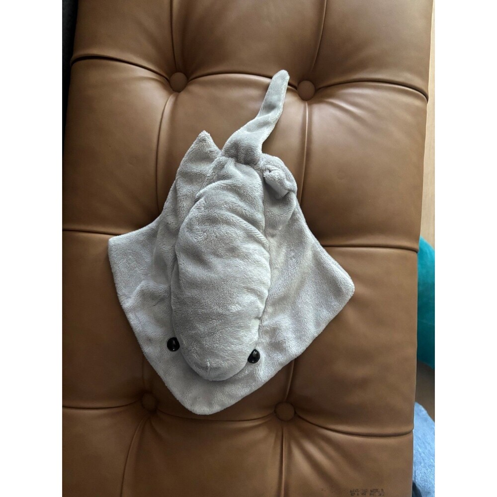 Vintage Grey Plush Stingray Hand Puppet Marine Animal Soft Toy Sting Ray Pouch